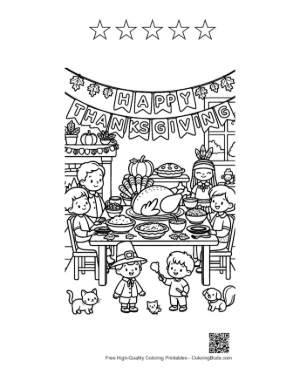 Thumbnail: Cheerful Thanksgiving Dinner Celebration with Turkey Main Dish Printable and 5 Star Outline