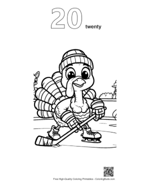 Thumbnail: Cute Turkey Coloring Page Printable Outline Number 20