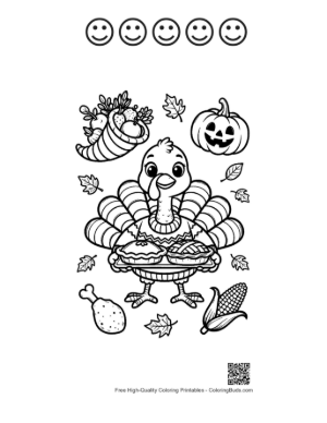 Thumbnail: Cute Turkey Printable and 5 Happy Face Outline
