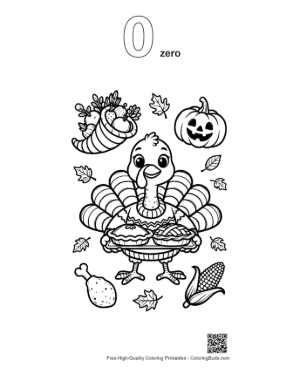 Thumbnail: Cute Turkey Printable Outline Number 0