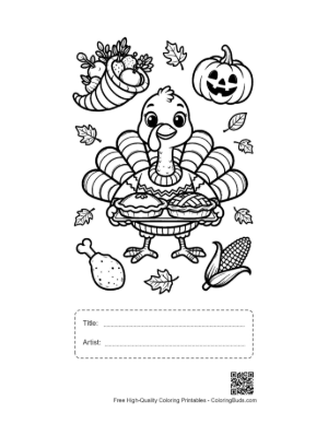Thumbnail: Cute Turkey Printable with Title and Artist Box