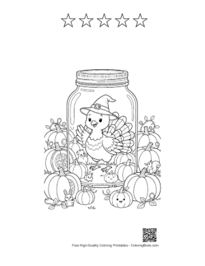 Thumbnail: Easy Turkey Coloring Sheet Printable and 5 Star Outline
