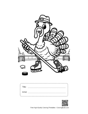 Thumbnail: Easy Turkey Coloring Sheet Printable with Title and Artist Box