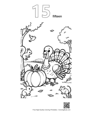 Thumbnail: Happy Turkey in a Pumpkin Patch for Thanksgiving Printable Outline Number 15