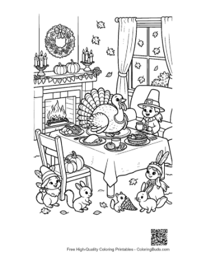 Thumbnail: Thanksgiving Turkey Feast Served on a Festive Table Printable