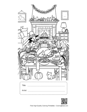 Thumbnail: Turkey Coloring Page Printable with Title and Artist Box
