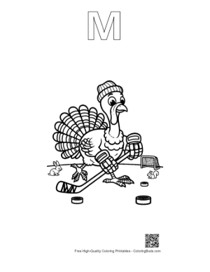 Thumbnail: Turkey Coloring Sheet Printable Outline Alphabet M