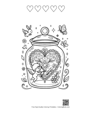 Thumbnail: Cute Hearts & Cupids Printable and 5 Heart Outline