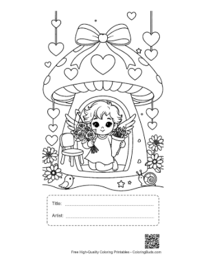 Thumbnail: Cute Hearts Cupids Printable with Title and Artist Box