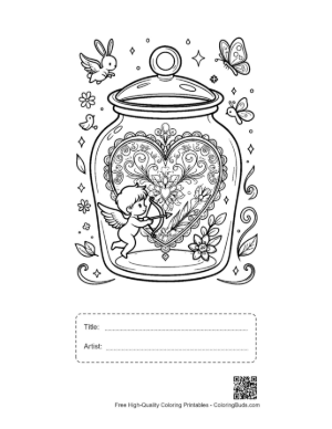 Thumbnail: Cute Hearts & Cupids Printable with Title and Artist Box