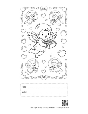 Thumbnail: Easy Hearts Cupids Printable with Title and Artist Box