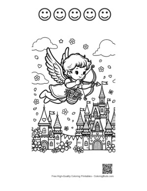 Thumbnail: Free Hearts Cupids Coloring Sheet Printable and 5 Happy Face Outline
