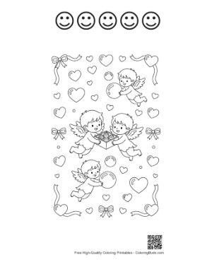 Thumbnail: Hearts Cupids Printable and 5 Happy Face Outline