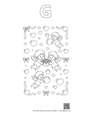 Thumbnail: Hearts Cupids Printable Outline Alphabet G