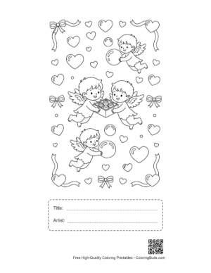 Thumbnail: Hearts Cupids Printable with Title and Artist Box