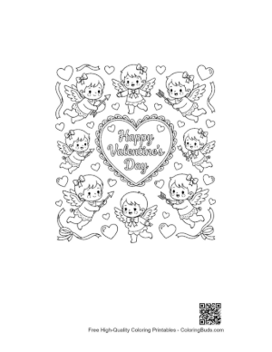 Thumbnail: Simple Happy Valentine's Day Heart Design for Kids Easy Coloring Page Printable
