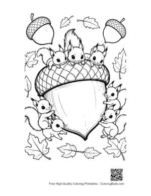 Thumbnail: Cute Leaves & Acorns Coloring Sheet Printable