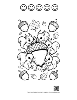 Thumbnail: Cute Leaves and Acorns Printable and 5 Happy Face Outline