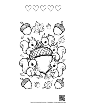 Thumbnail: Cute Leaves and Acorns Printable and 5 Heart Outline