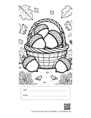 Thumbnail: Cute Leaves & Acorns Printable with Title and Artist Box