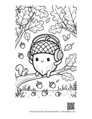 Thumbnail: Download Leaves Acorns Coloring Sheet Printable