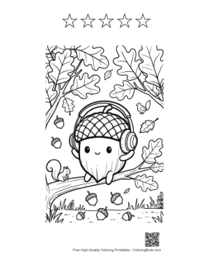 Thumbnail: Download Leaves Acorns Coloring Sheet Printable and 5 Star Outline