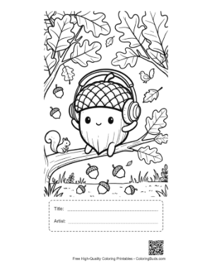Thumbnail: Download Leaves Acorns Coloring Sheet Printable with Title and Artist Box