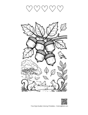 Thumbnail: Download Leaves & Acorns for Kids Printable and 5 Heart Outline