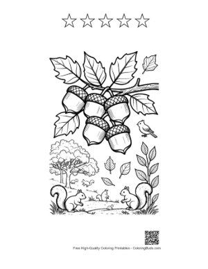 Thumbnail: Download Leaves & Acorns for Kids Printable and 5 Star Outline