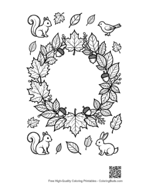 Thumbnail: Free Leaves Acorns Coloring Sheet Printable