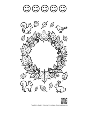 Thumbnail: Free Leaves Acorns Coloring Sheet Printable and 5 Happy Face Outline