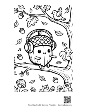 Thumbnail: Free Leaves Acorns for Kids Printable