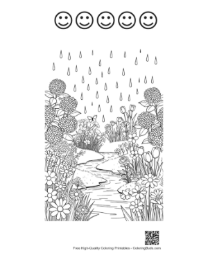Thumbnail: Download Flowers & Rain Printable and 5 Happy Face Outline for Kids