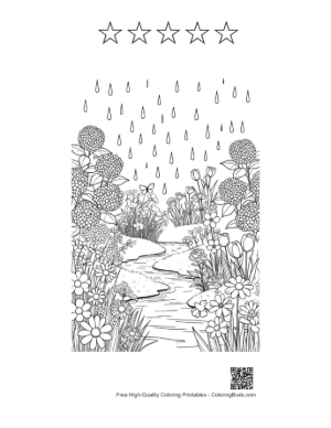 Thumbnail: Download Flowers & Rain Printable and 5 Star Outline for Kids