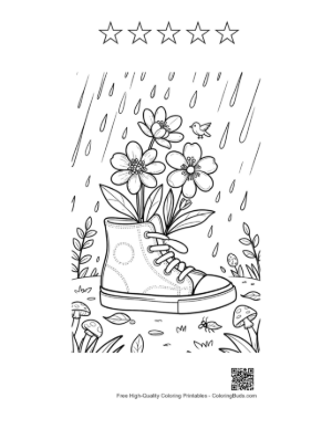 Thumbnail: Easy Flowers Rain to Color Printable and 5 Star Outline