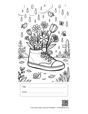 Thumbnail: Flowers Blooming Inside a Sneaker in the Rain Printable with Title and Artist Box