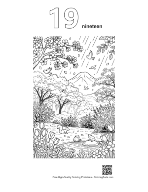 Thumbnail: Flowers Rain Printable Outline Number 19