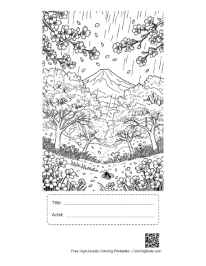 Thumbnail: Forest Trail with Blooming Flowers in the Rain Printable with Title and Artist Box