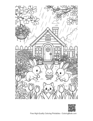 Thumbnail: Free Flowers Rain Coloring Page Printable