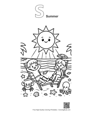 Thumbnail: Beach Sun for Kids Printable Outline Alphabet S Summer