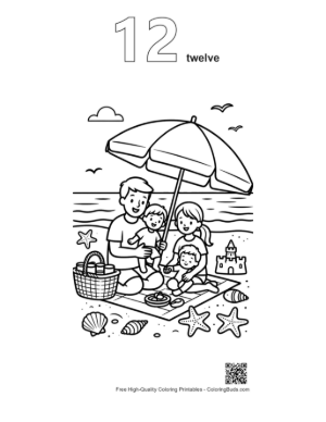 Thumbnail: Beach Sun Printable Outline Number 12