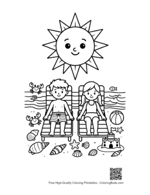 Thumbnail: Cute Beach Sun Coloring Sheet Printable