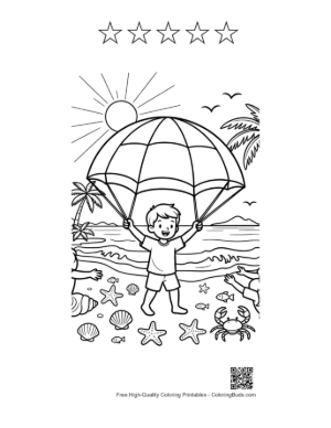 Thumbnail: Cute Beach Sun Printable and 5 Star Outline