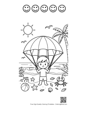 Thumbnail: Cute Beach Sun to Color Printable and 5 Happy Face Outline