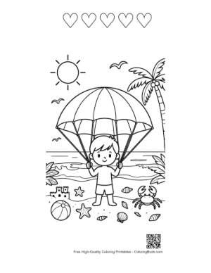 Thumbnail: Cute Beach Sun to Color Printable and 5 Heart Outline