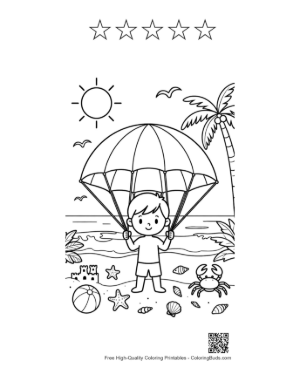 Thumbnail: Cute Beach Sun to Color Printable and 5 Star Outline