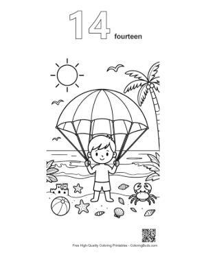 Thumbnail: Cute Beach Sun to Color Printable Outline Number 14