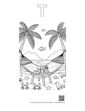Thumbnail: Easy Beach Sun Printable Outline Alphabet T