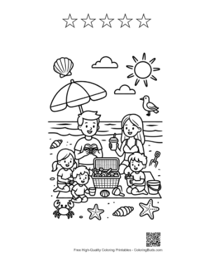 Thumbnail: Easy Beach Sun to Color Printable and 5 Star Outline
