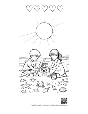 Thumbnail: Free Beach Sun Printable and 5 Heart Outline
